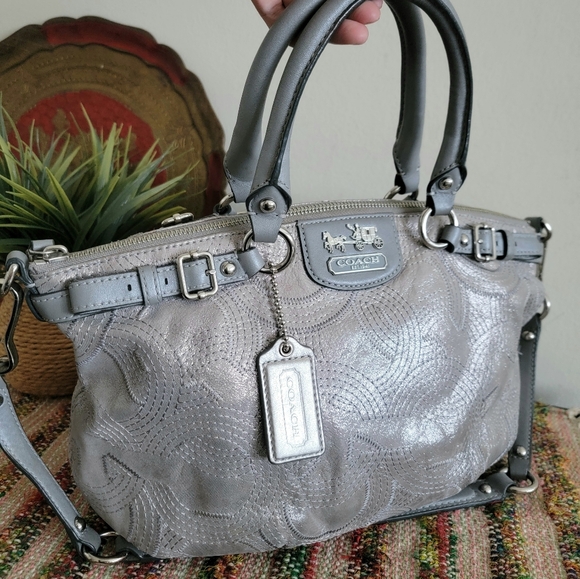 Coach madison satchel bag Gray Silver Tone